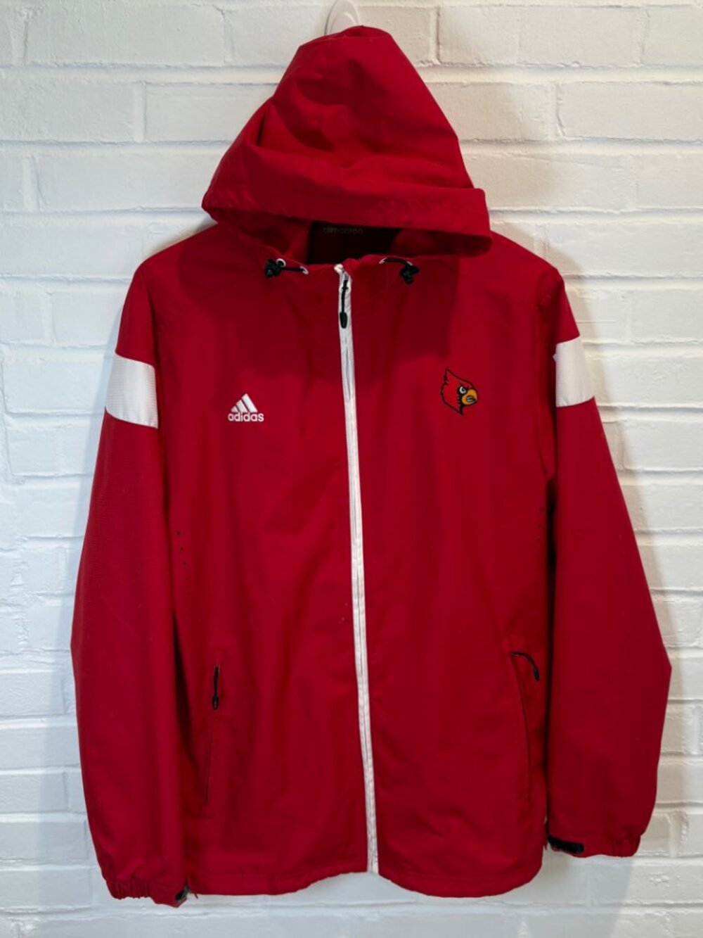 Adidas Climaproof Louisville Cardinals Rain Jacket Parka Zip Hooded Men's Medium